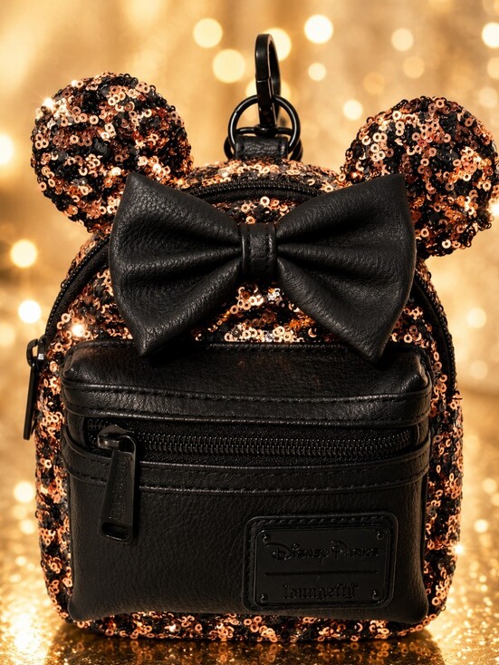 Loungefly Handbags - Disney Parks Loungefly Minnie Mouse Briar Rose Gold Sequin Backpack Wristlet